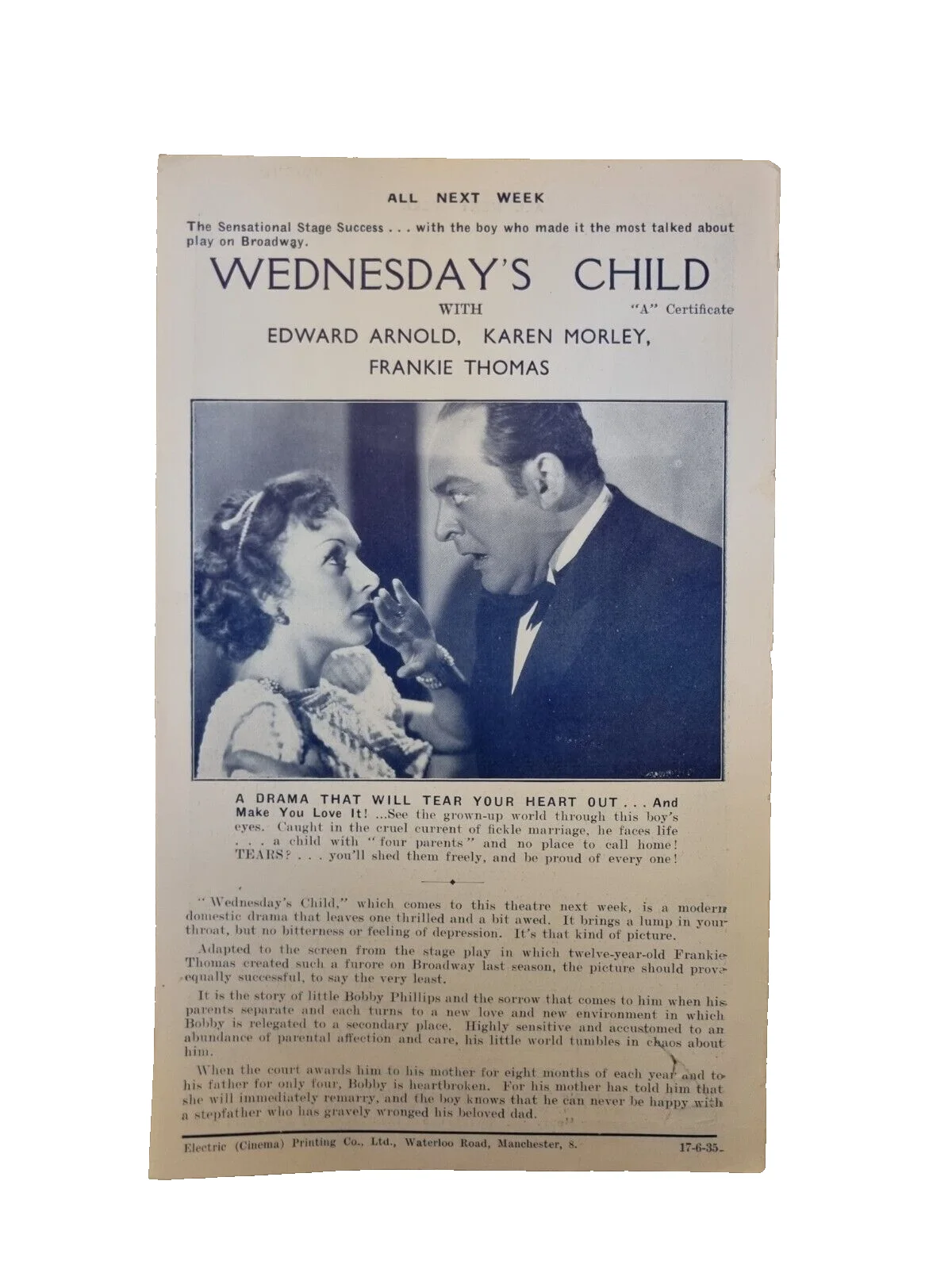 1935 Cinema Programme Ruggles of Red Gap - Charles Laughton / Wednesday's Child, изображение 3