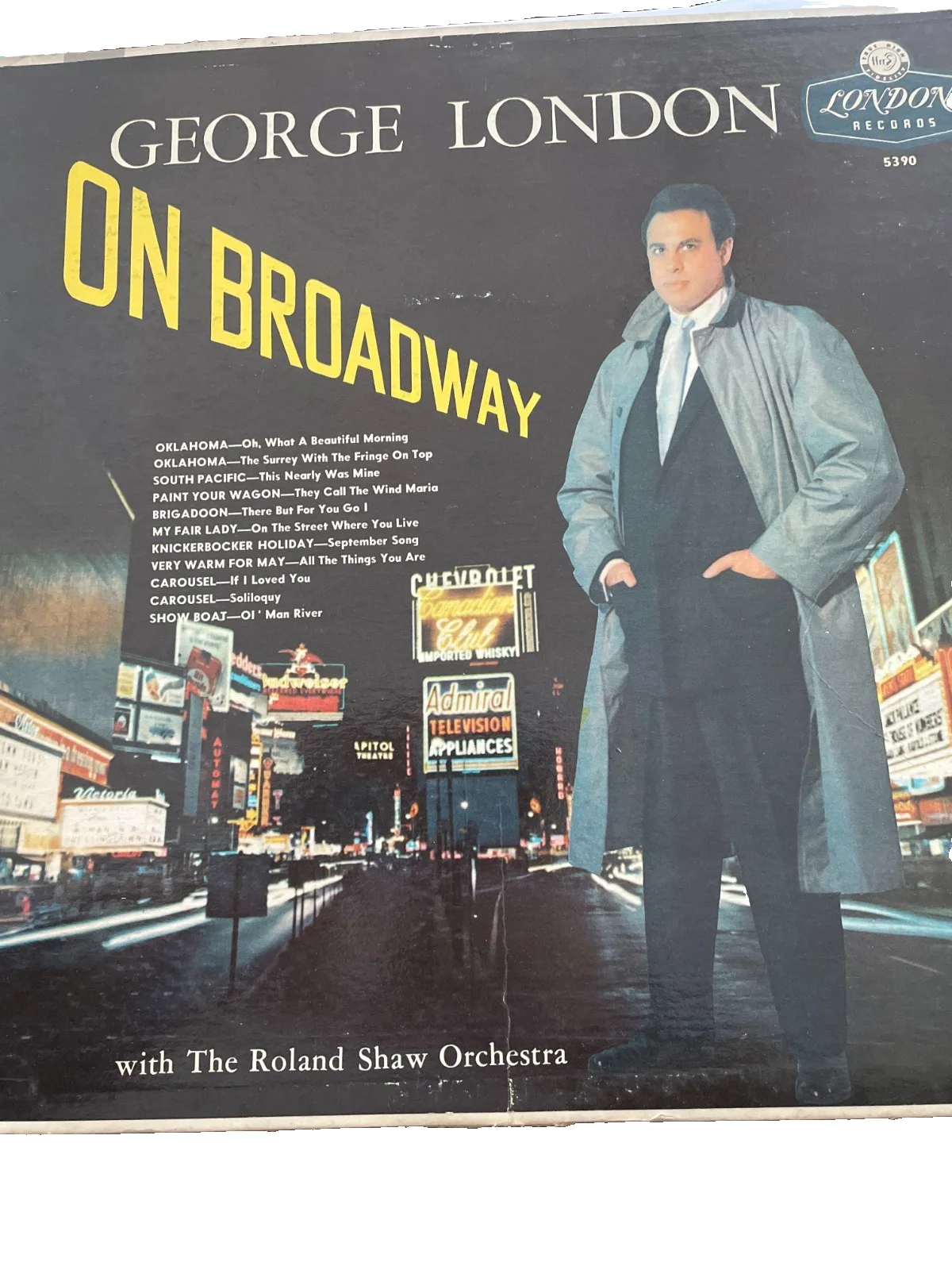 George London signed LP "On Broadway" 1961 Autograph Opera Baritone, image 2
