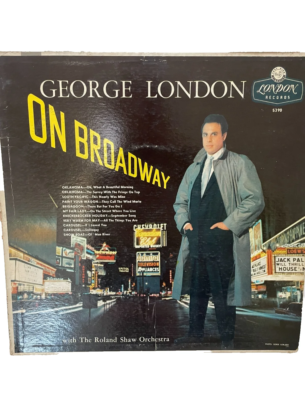 George London signed LP "On Broadway" 1961 Autograph Opera Baritone, image 3