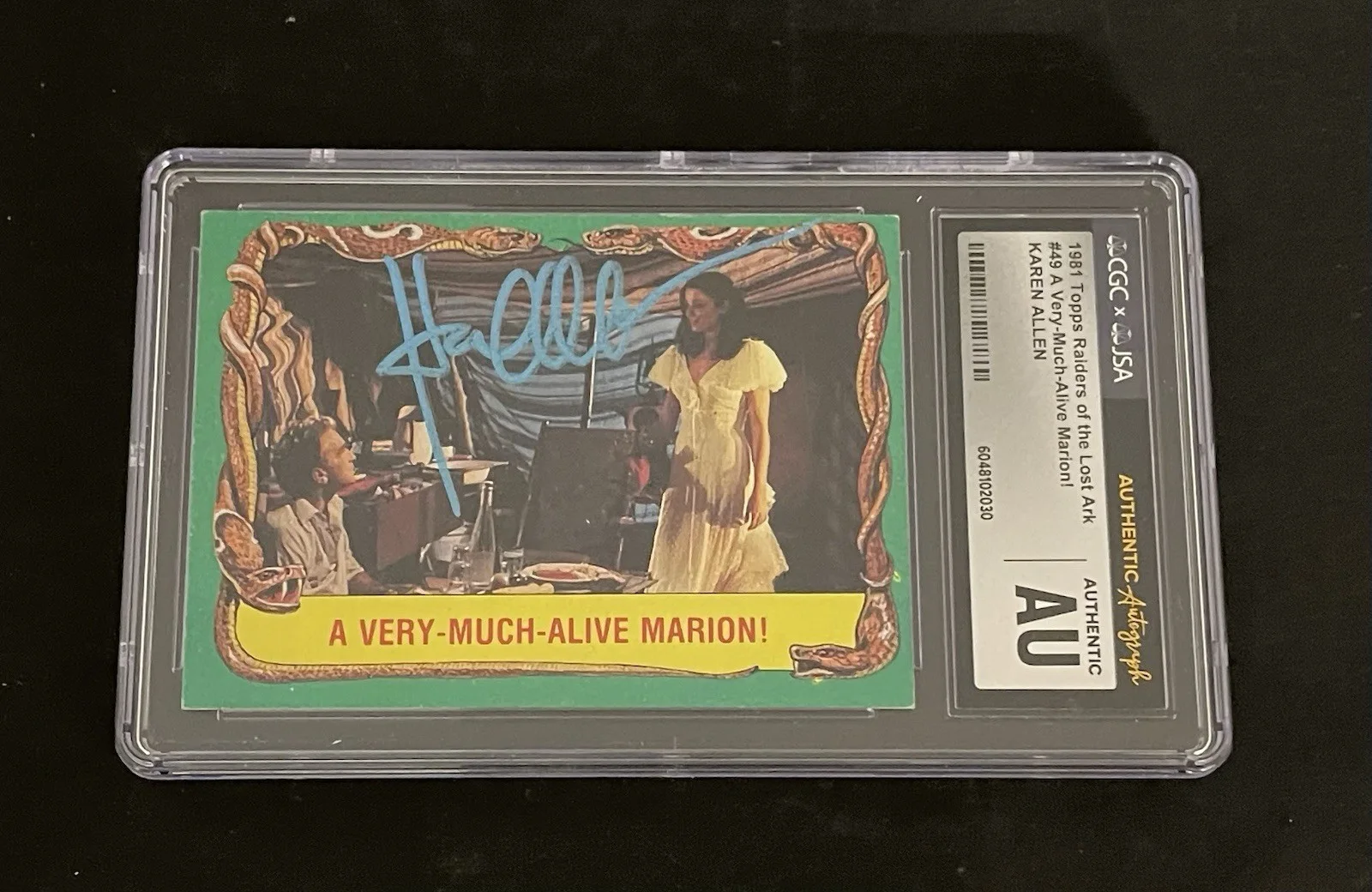 Karen Allen — Karen Allen Autographed 1981 Raiders of the Lost Ark Card Signed CGC JSA SLABBED, изображение 3