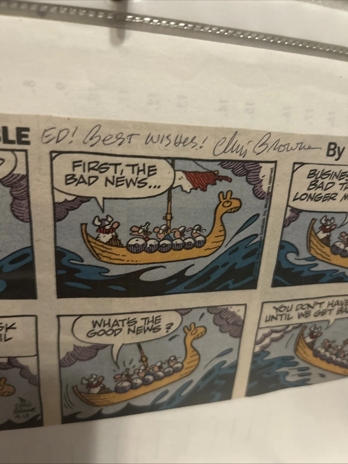 Chris Brown Animator — Chris Brown Animator Autographed 9”x4” Cartoon Hagar The Horrible, изображение 3