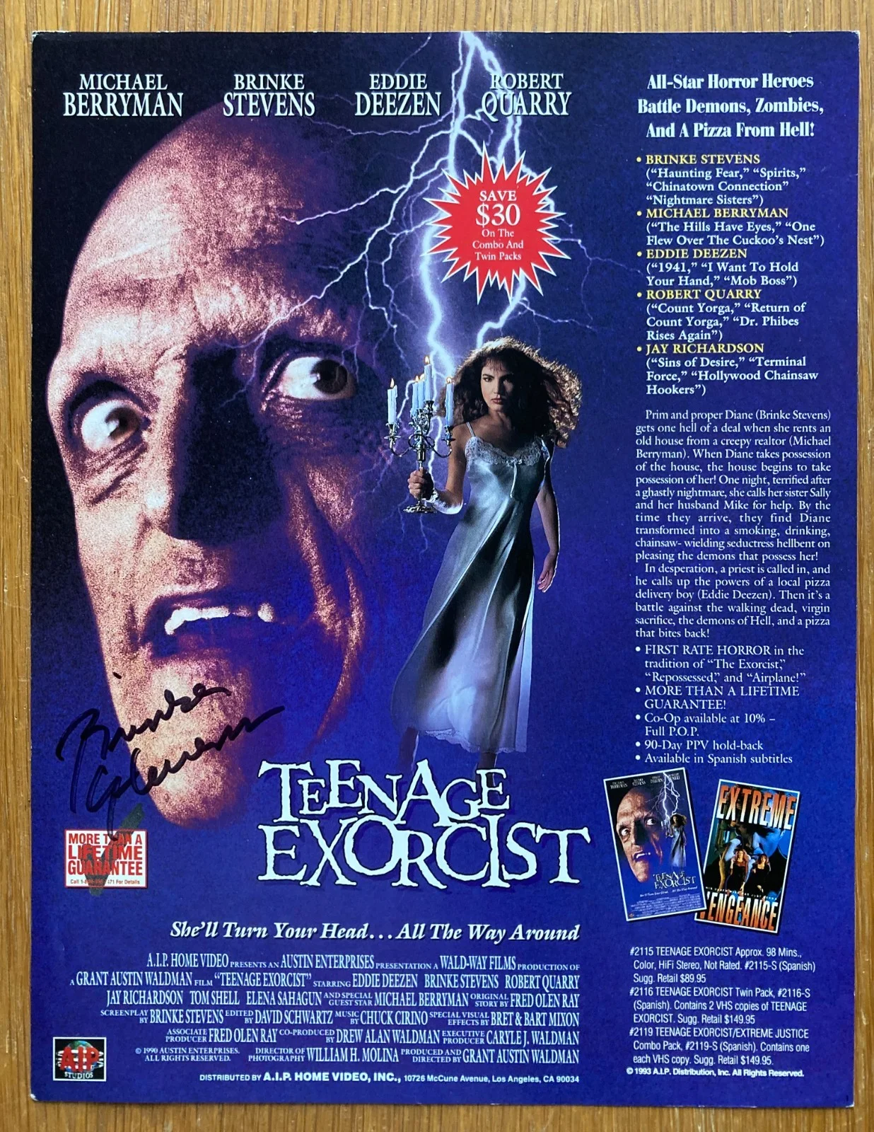 Brinke Stevens — SEXY BRINKE STEVENS SIGNED TEENAGE EXORCIST MAGAZINE AD W/ MICHAEL BERRYMAN!