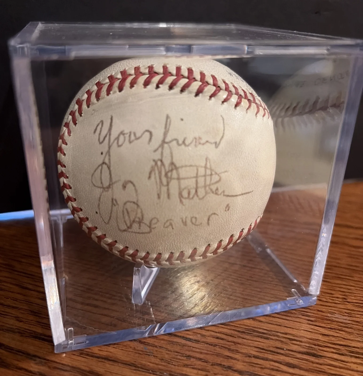 Jerry Mathers — Leave It To Beaver TV Series Jerry Mathers “Beaver”Signed Little League Baseball