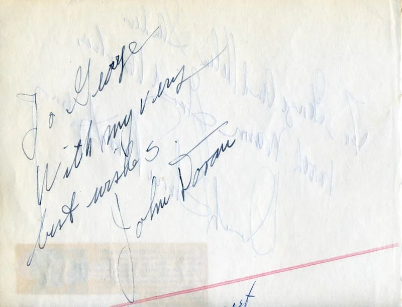 Dinah Shore, John Doran — DINAH SHORE - AUTOGRAPH NOTE SIGNED CO-SIGNED BY: JOHN DORAN, image 2