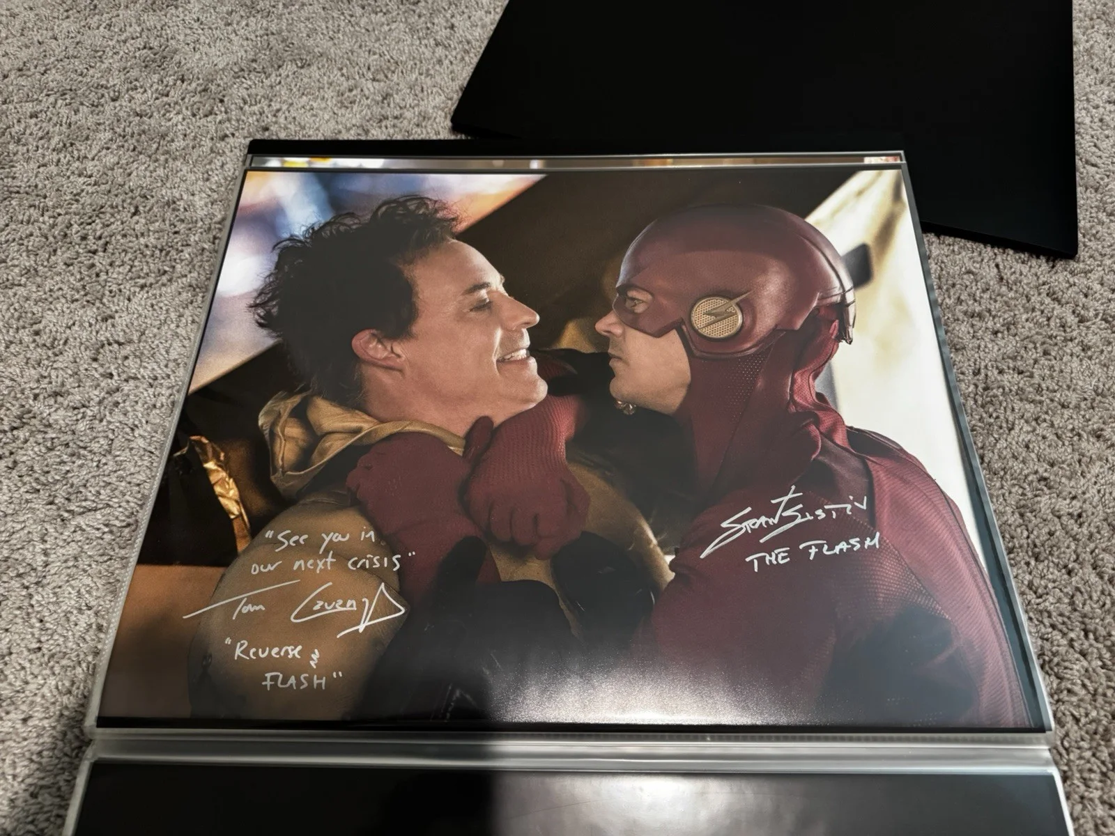 Grant Gustin & Tom Cavanagh — Grant Gustin & Tom Cavanagh Signed The Flash 16x20 photo Quote!