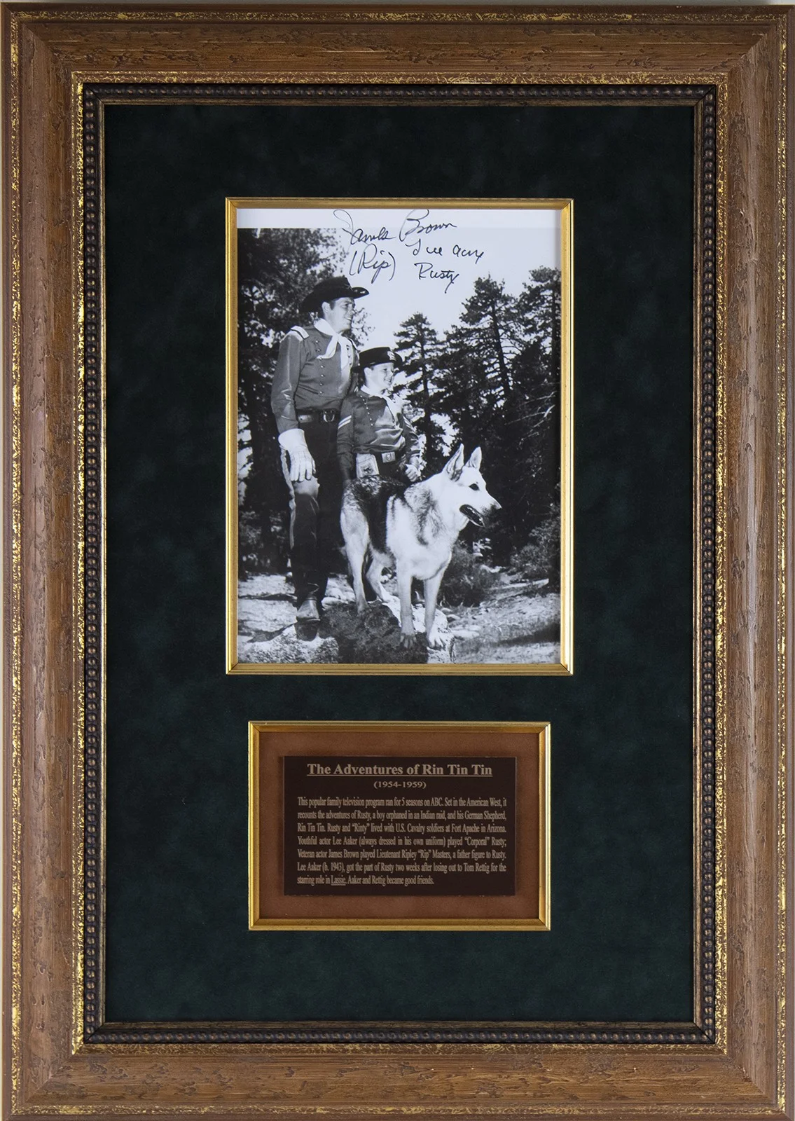 Lee Aaker, James L. Brown — THE ADVENTURES OF RIN TIN TIN TV CAST - AUTOGRAPHED SIGNED PHOTOGRAPH