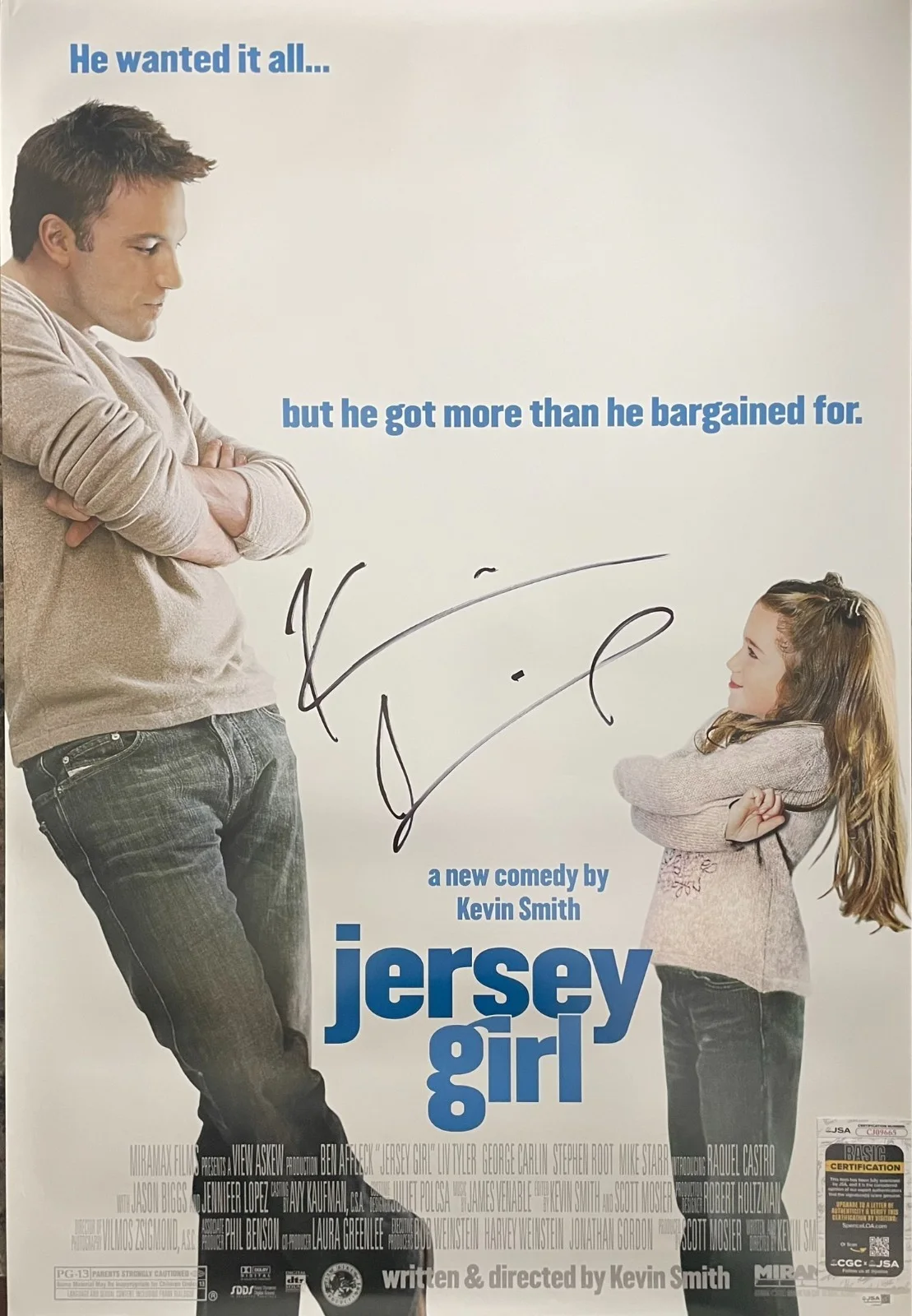 Kevin Smith — Kevin Smith Signed Jersey Girl 27x40 Full Size Double Sided Movie Poster JSA COA