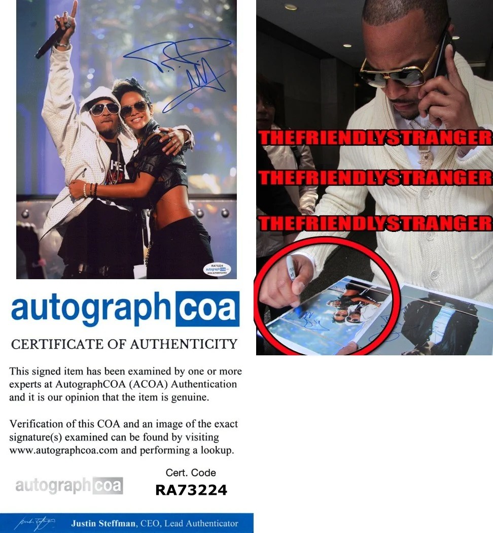T.I. / Clifford Harris / TIP — Rapper T.I. signed 8x10 Photo EXACT PROOF b RIHANNA TIP Clifford Harris ACOA COA