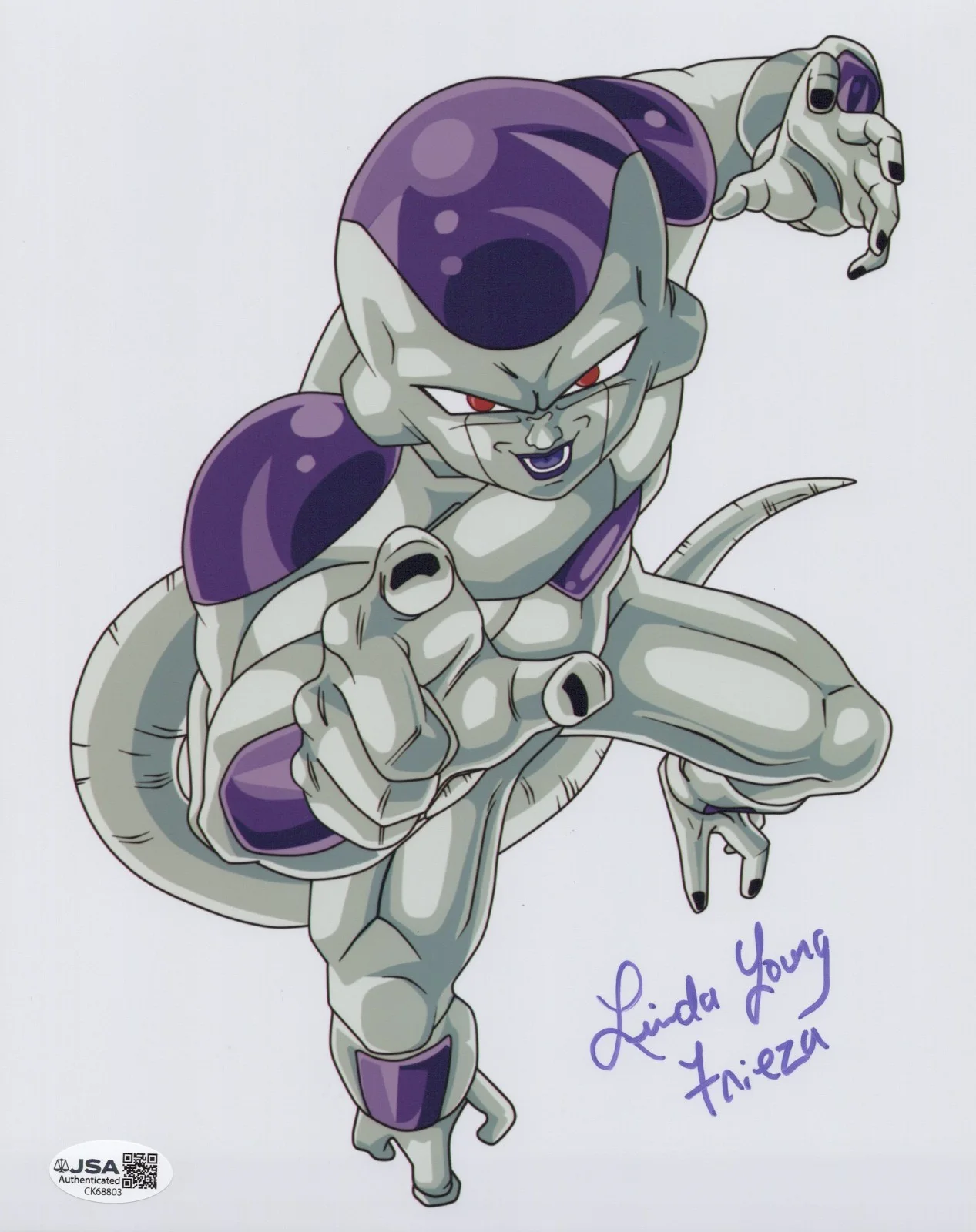 Linda Young — Dragon Ball Z- Linda Young, Frieza signed 8x10 photo JSA COA