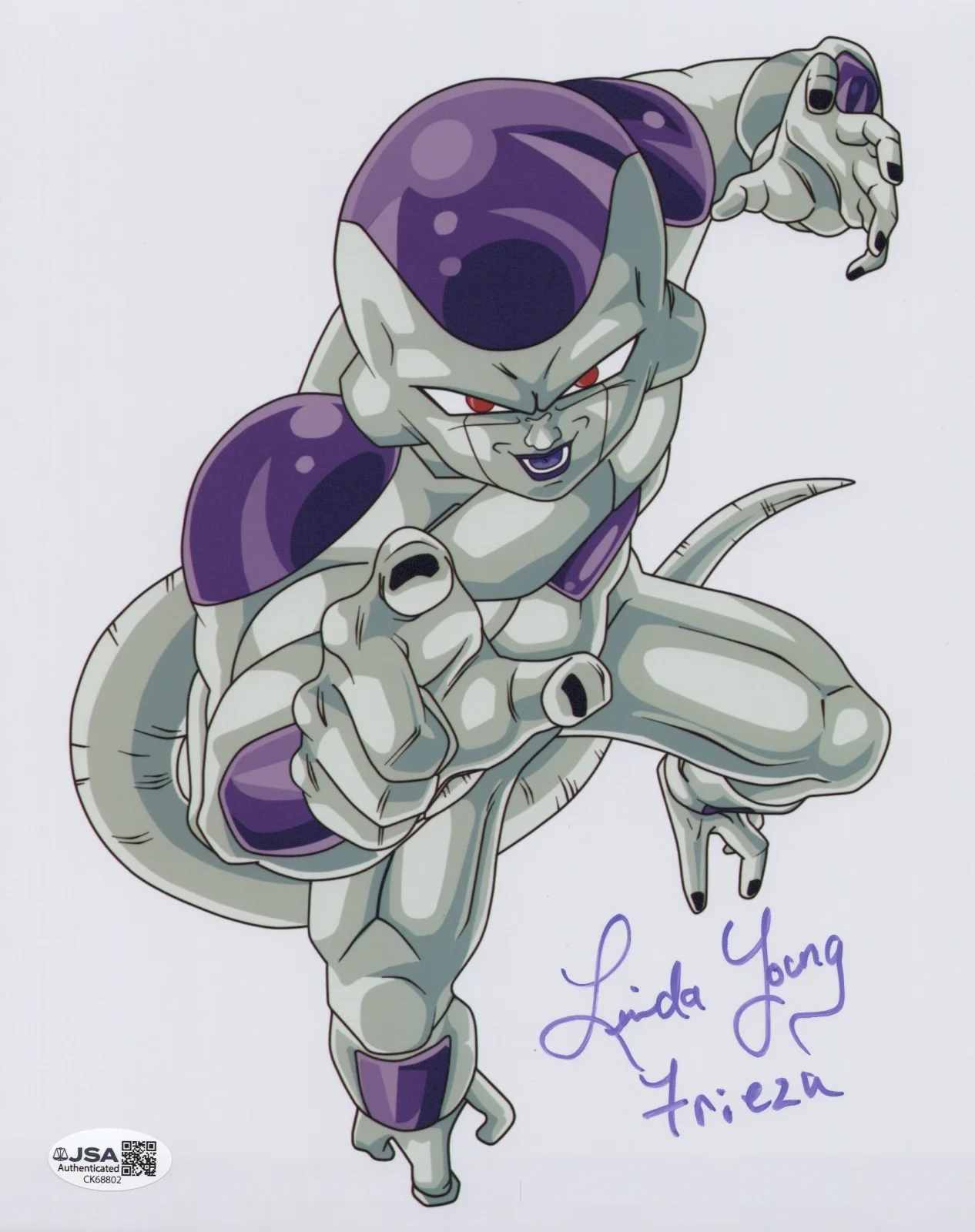 Linda Young — Dragon Ball Z- Linda Young, Frieza signed 8x10 photo JSA COA