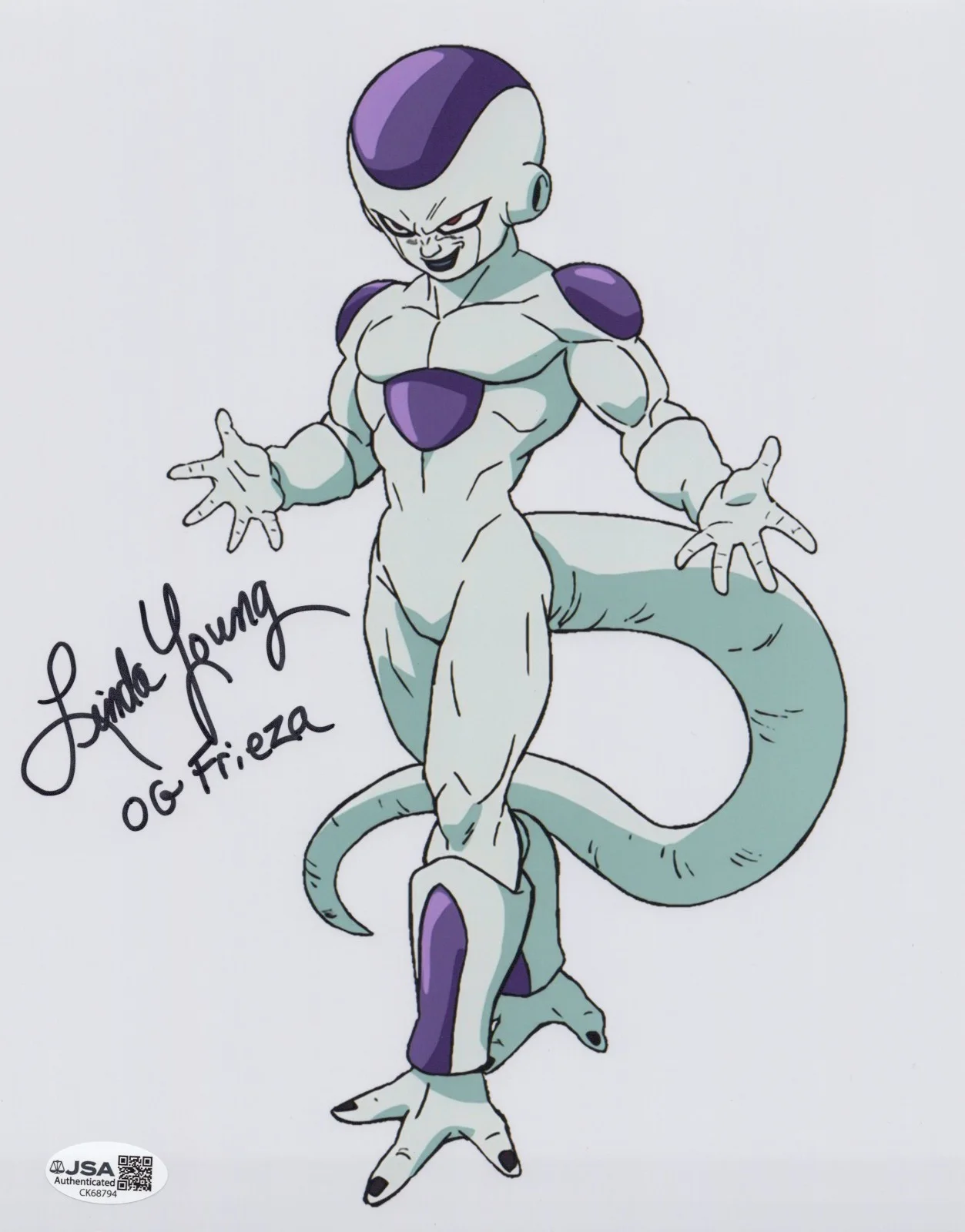 Linda Young — Dragon Ball Z- Linda Young, Frieza signed 8x10 photo JSA COA