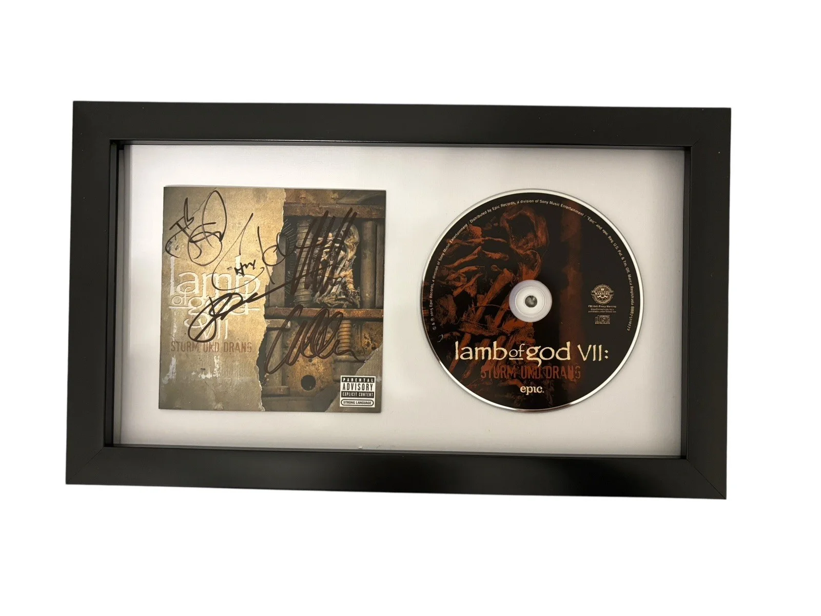 LAMB OF GOD SIGNED AUTOGRAPH x5 VII: STURM UND DRANG FRAMED CD RANDY +4 w/ PROOF, image 2
