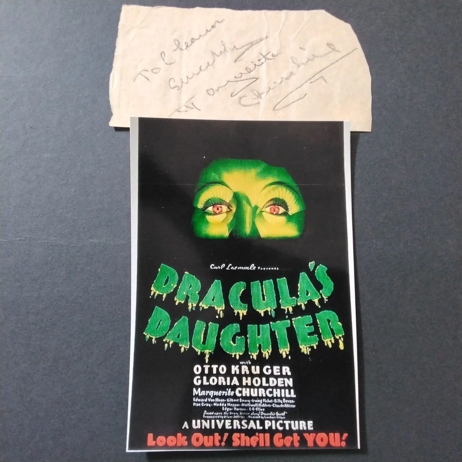Marguerite Churchill SIGNED Paper Photo Movie Actress Dracula Daughter Big Trail, изображение 2