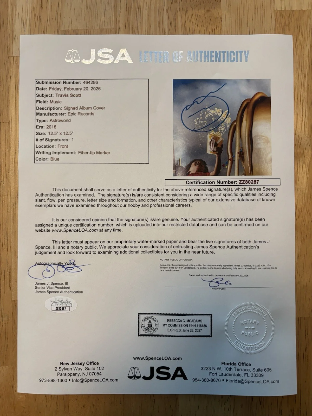 Travis Scott Signed Autographed ASTROWORLD Vinyl JSA Loa Cactus Jack, image 5