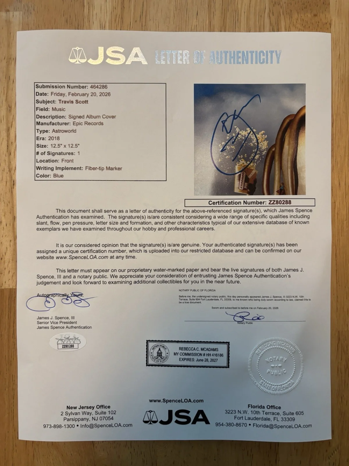 Travis Scott Signed Autographed ASTROWORLD Vinyl JSA Loa Cactus Jack, image 4