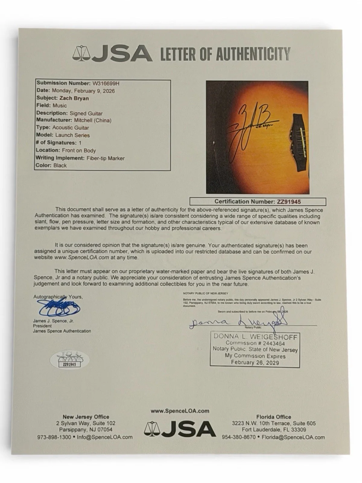 Zach Bryan Signed Autographed Full Size Acoustic Guitar JSA LOA Country Rare, image 3