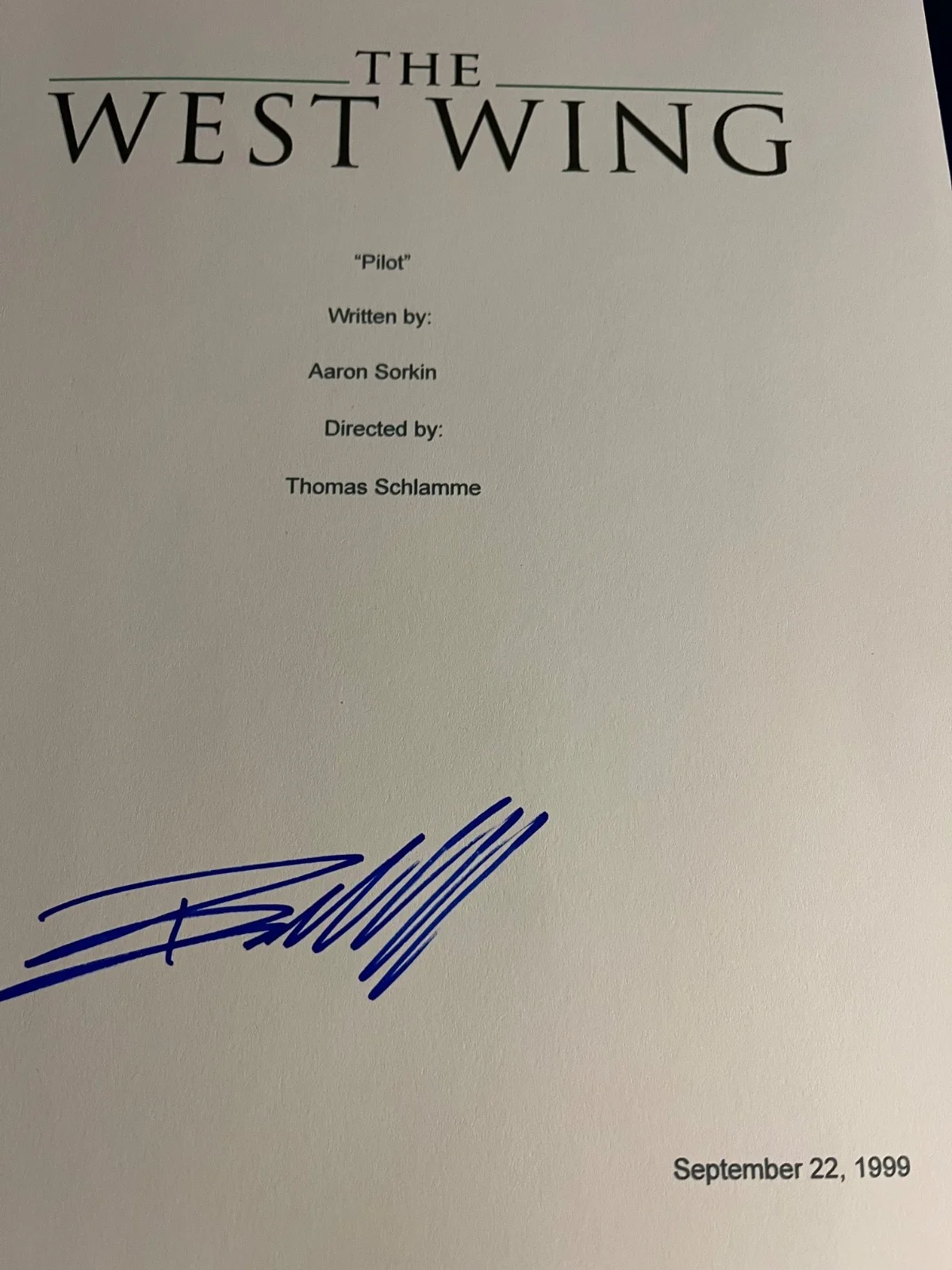 Bradley Whitford — Bradley Whitford Signed Autographed The West Wing Pilot Episode TV Script Cover, image 3