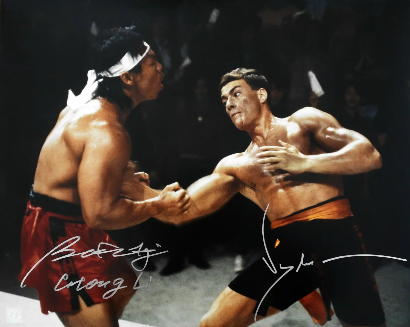 Jean Claude Van Damme and Bolo Yeung — Jean Claude Van Damme & Bolo Yeung Autographed Body Shot 16x20 Photo ASI Proof
