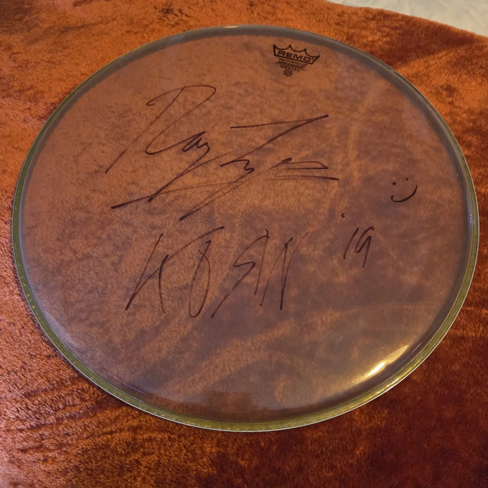 Korn Signed REMO Weatherking Ambassador Drumhead, image 2