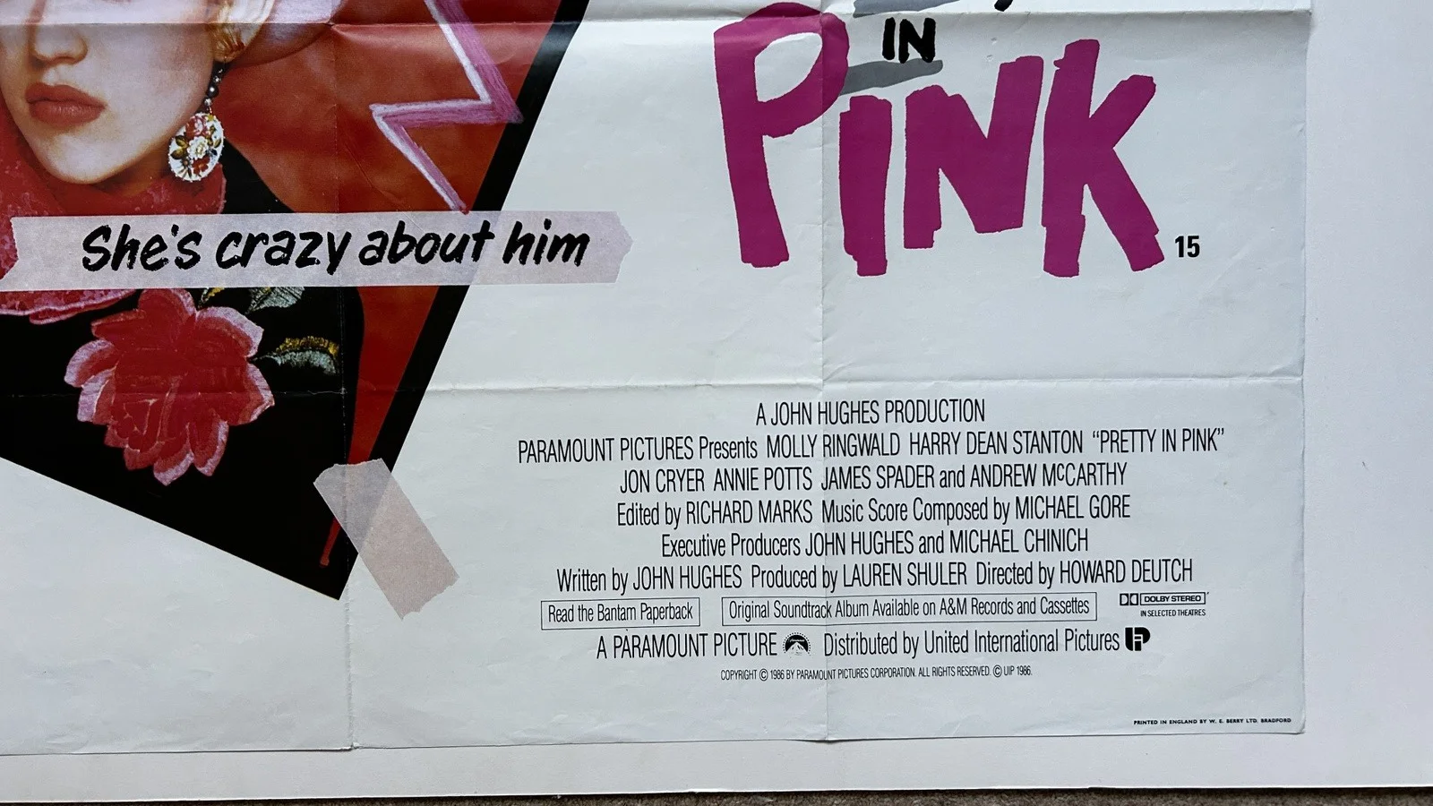 Pretty in Pink (1986) Original Quad Cinema Poster, image 5