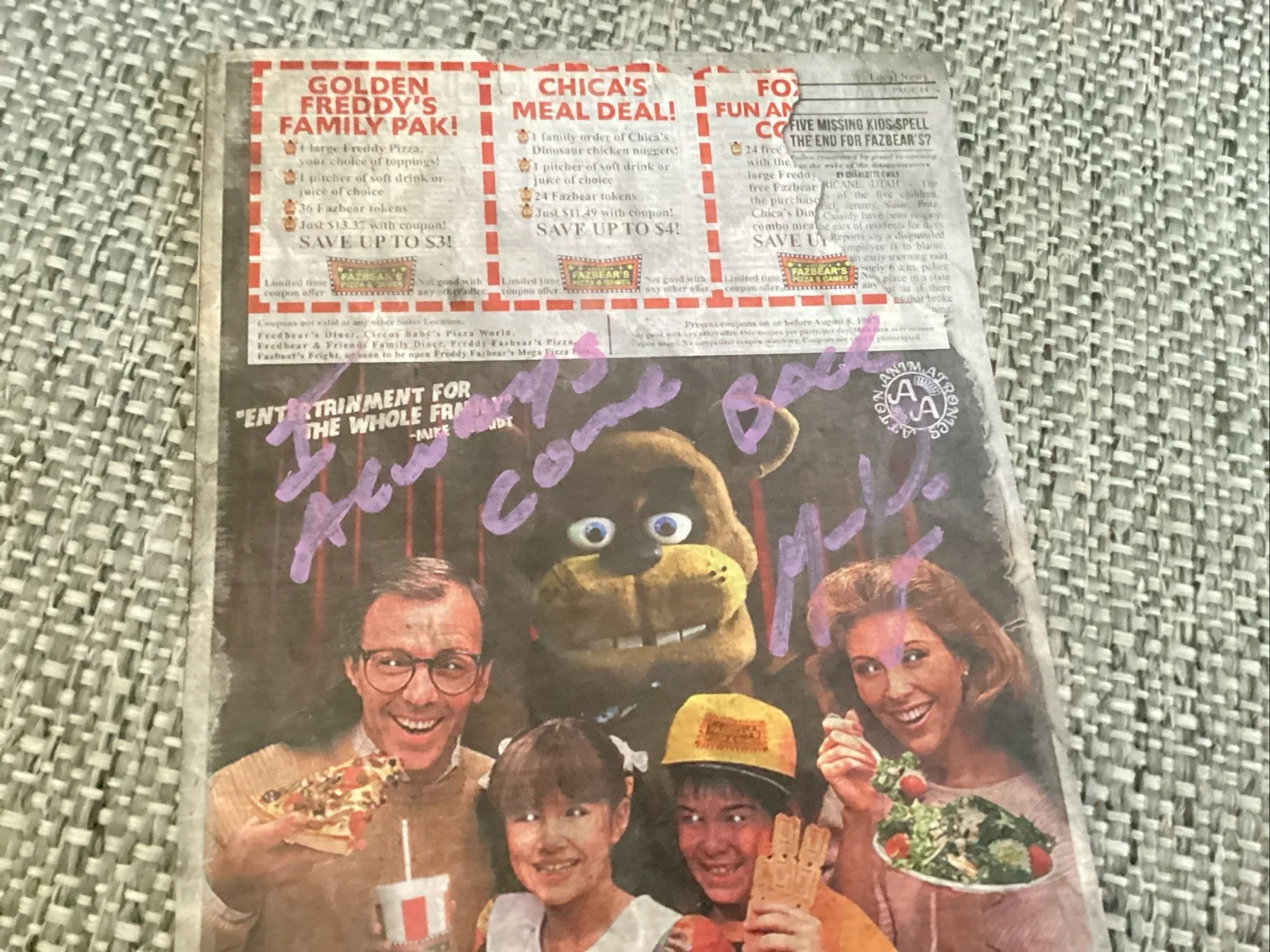 Matthew Lillard Signed Fnaf Postcard, image 3