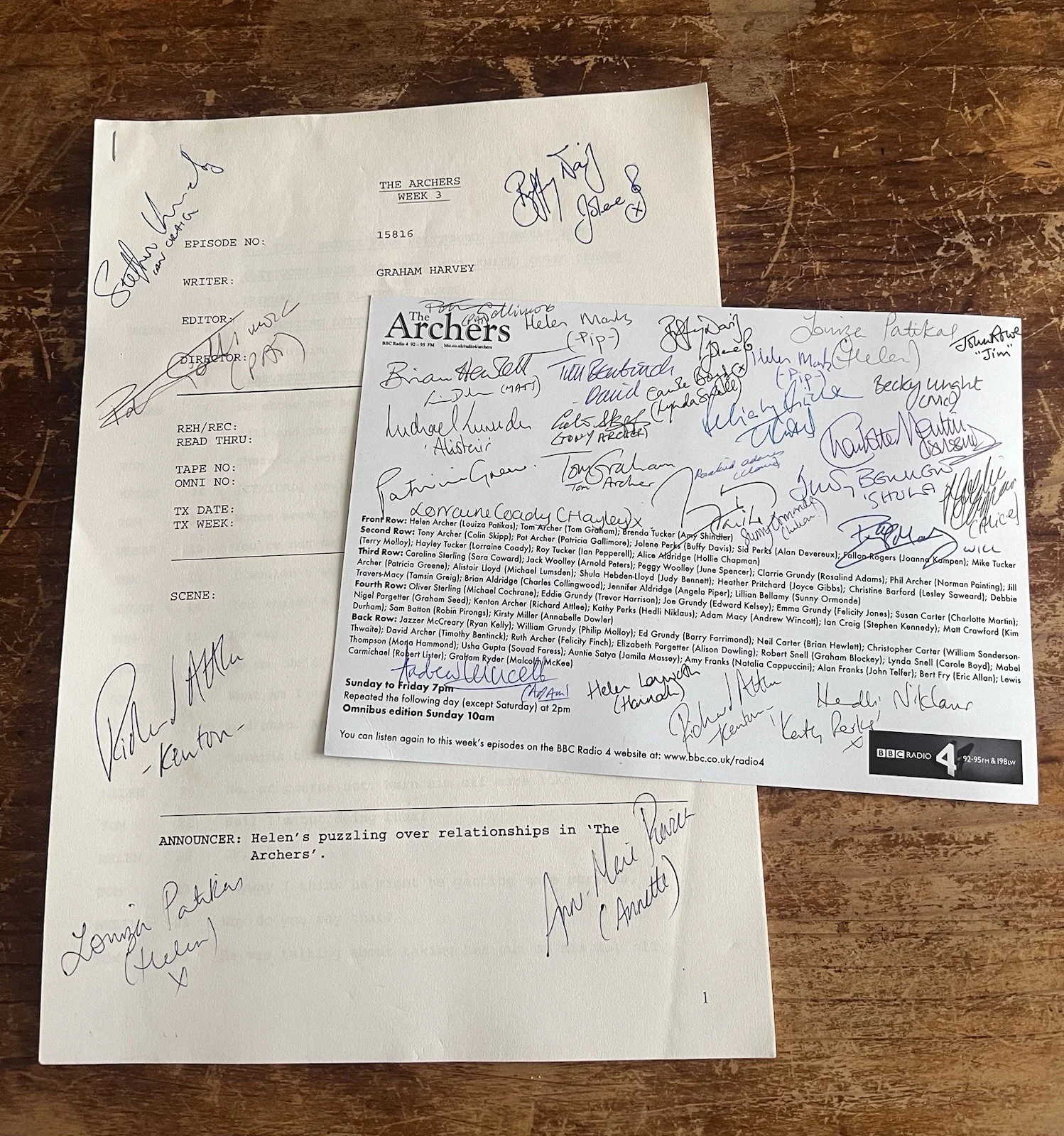 The Archers BBC Radio 4 Signed Script (2009) – Multi Cast Autographs, image 2