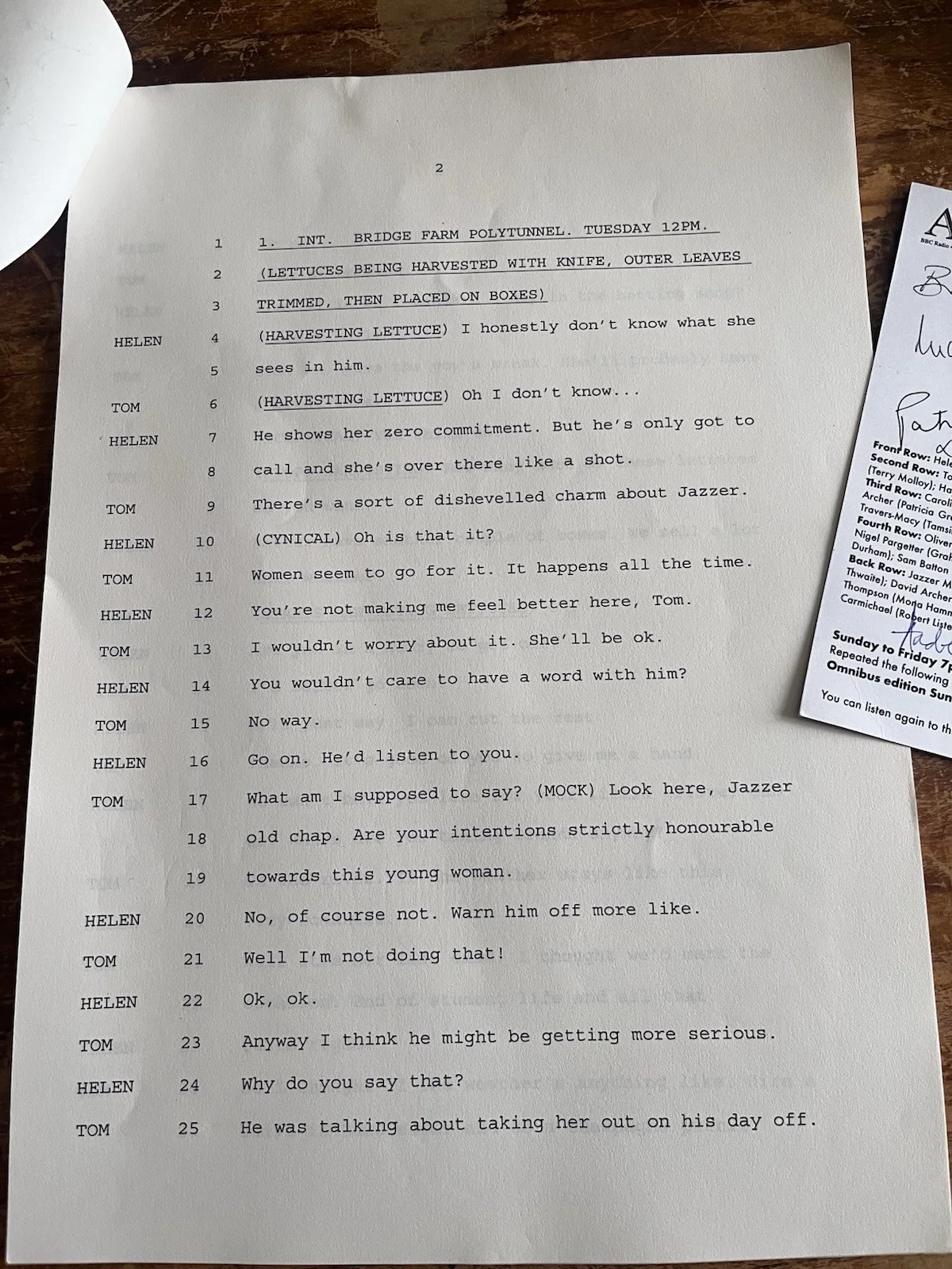 The Archers BBC Radio 4 Signed Script (2009) – Multi Cast Autographs, image 3