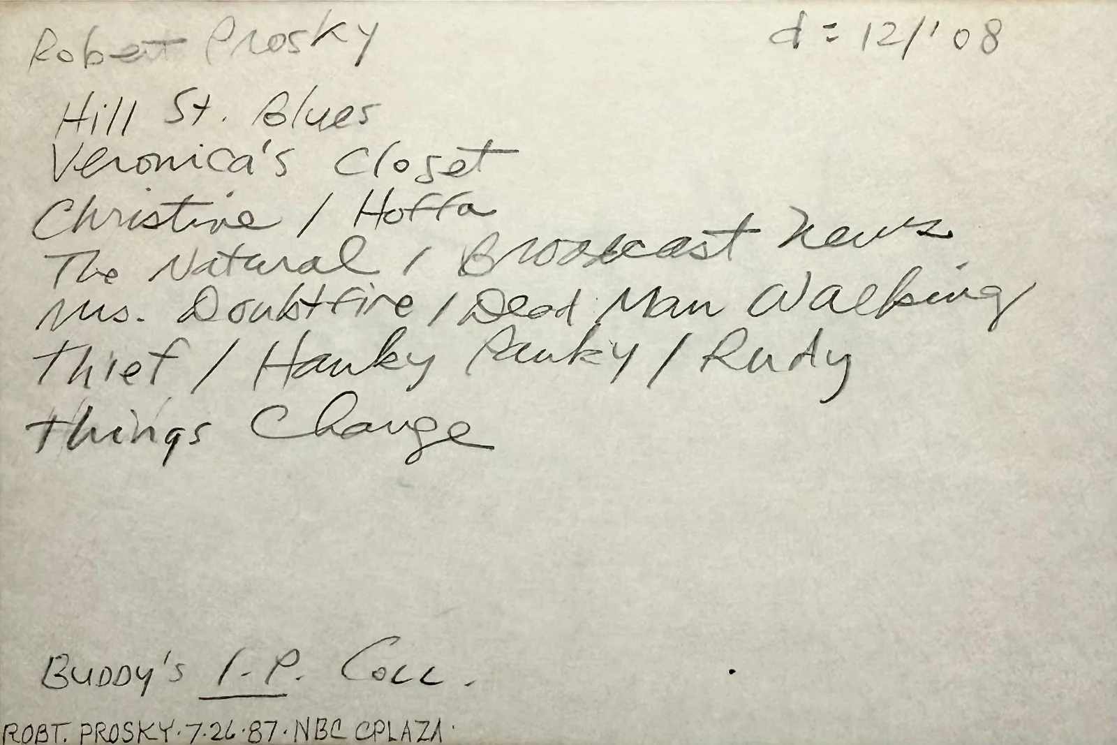 Robert Prosky — ROBERT PROSKY Signed Autographed 4"x 6" INDEX CARD Broadcast News Mrs. Doubtfire, image 4