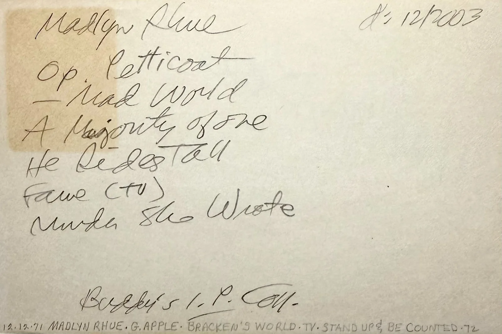 Madlyn Rhue — MADLYN RHUE Autographed Signed 4"x 6" INDEX CARD Operation Petticoat STAR TREK, image 2