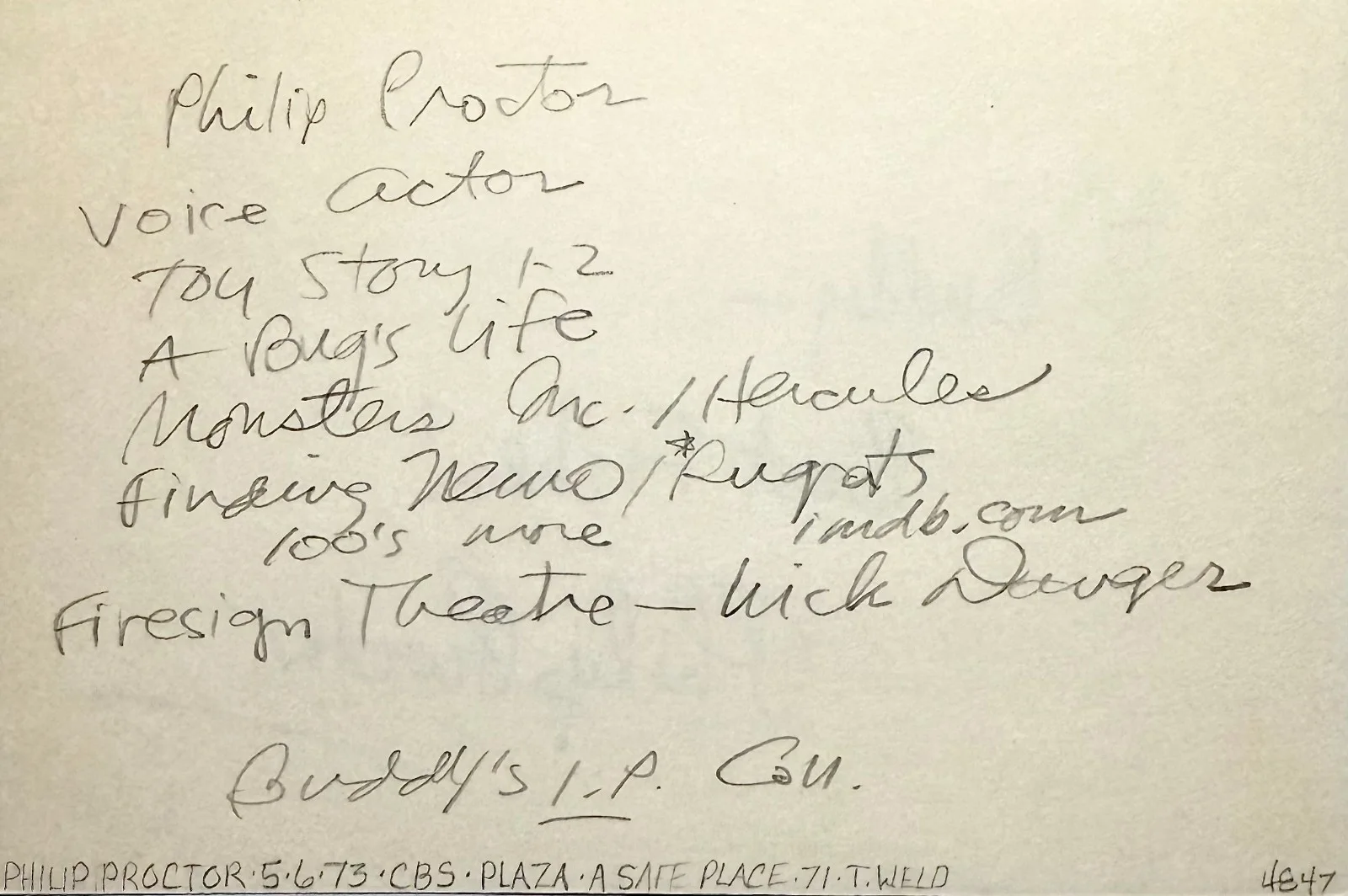 Philip Proctor — PHILIP PROCTOR Signed Autographed 4"x 6" INDEX CARD Dr. Dolittle Tunnel Vision, image 4
