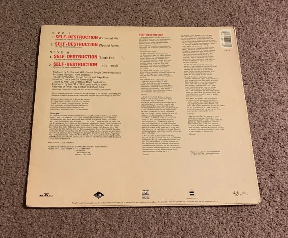 SIGNED KRS-One Self Destruction Autographed Vinyl Record Case RARE, image 3