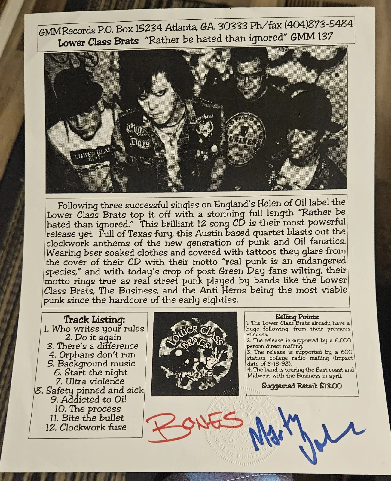 Lower Class Brats Autographed Punk Rock Band Promo, image 2