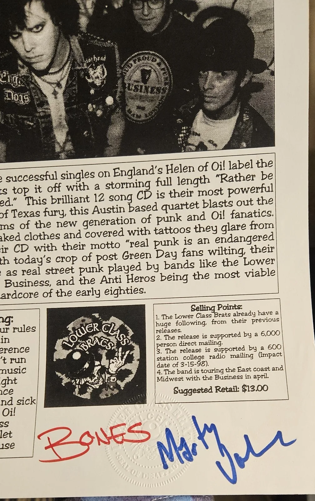 Lower Class Brats Autographed Punk Rock Band Promo, image 3