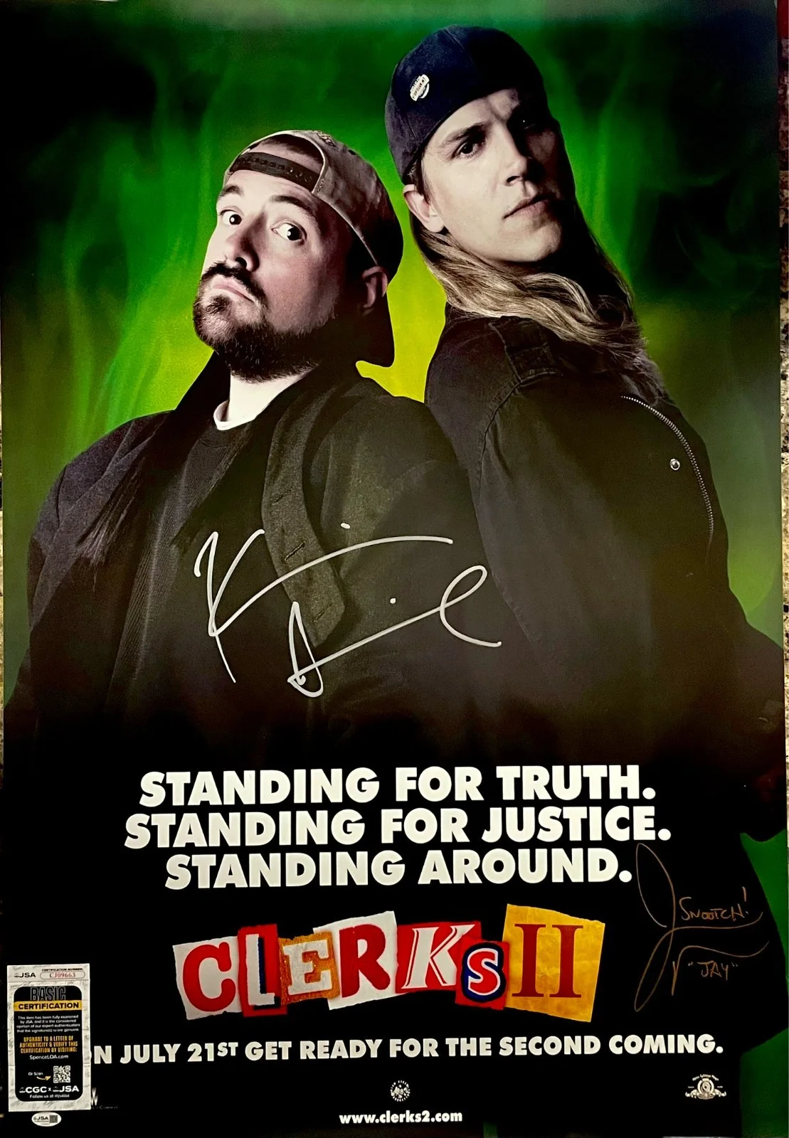 Kevin Smith — Kevin Smith & Jason Mewes Signed Clerks II 27x40 Full Size Movie Poster JSA COA