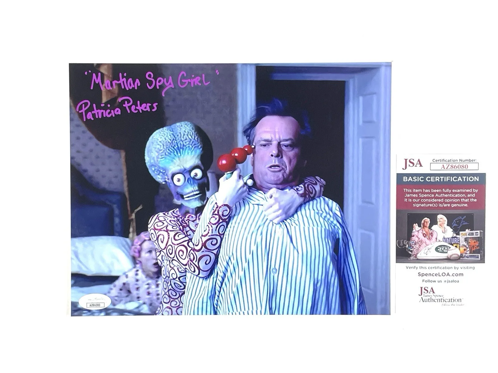Patricia M. Peters — Patricia M. Peters Signed Martian Spy Girl Photo Mars Attack! W/ Jack Nicholson