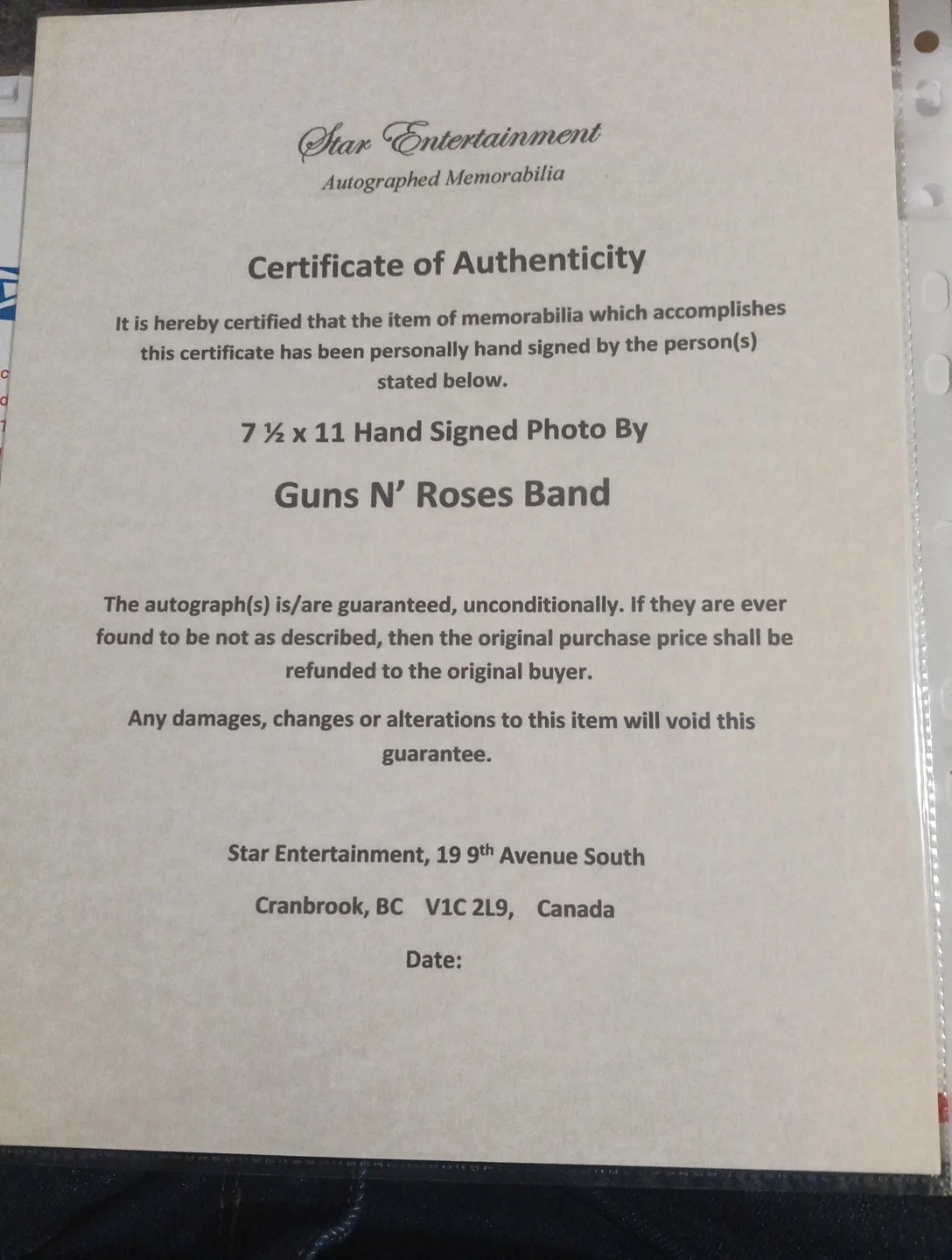 Guns N'roses Roses Signed 8x10 Photo With COA, изображение 2