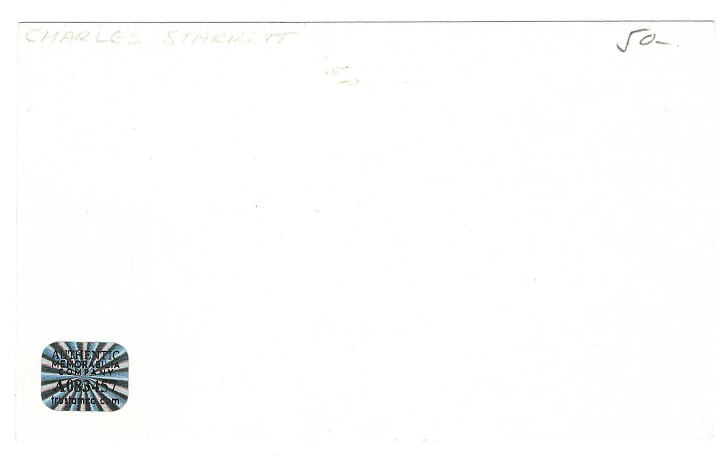 Charles Durango Starrett — Charles Durango Starrett Autographed Signed Index Card AMCo COA 7683, image 2