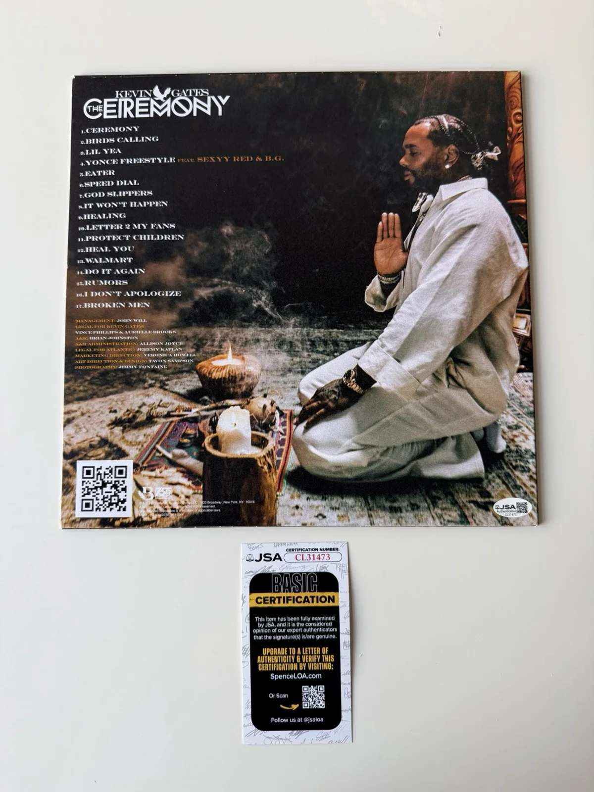 Kevin Gates Rapper Autographed "The Ceremony" Vinyl Record Rare JSA COA, image 2