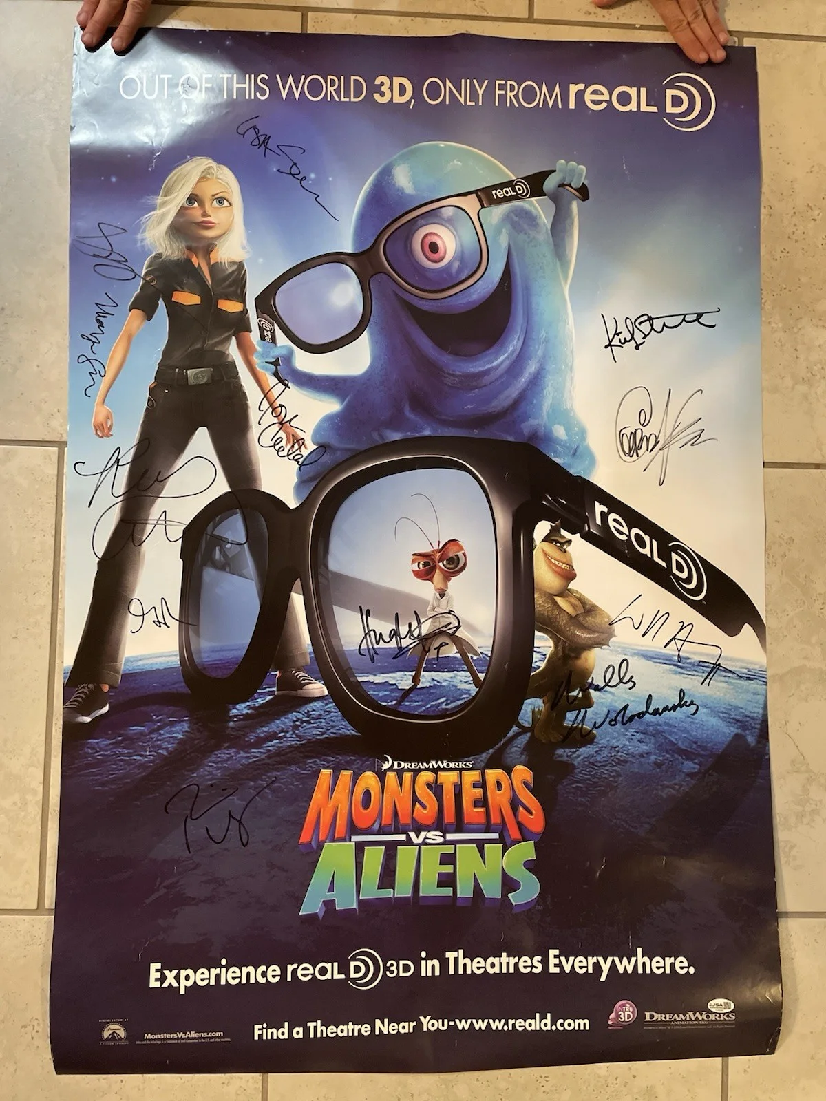 Monsters Vs Aliens 27x40 Cast Signed Poster Movie Reese Witherspoon Rogen Jsa, image 2