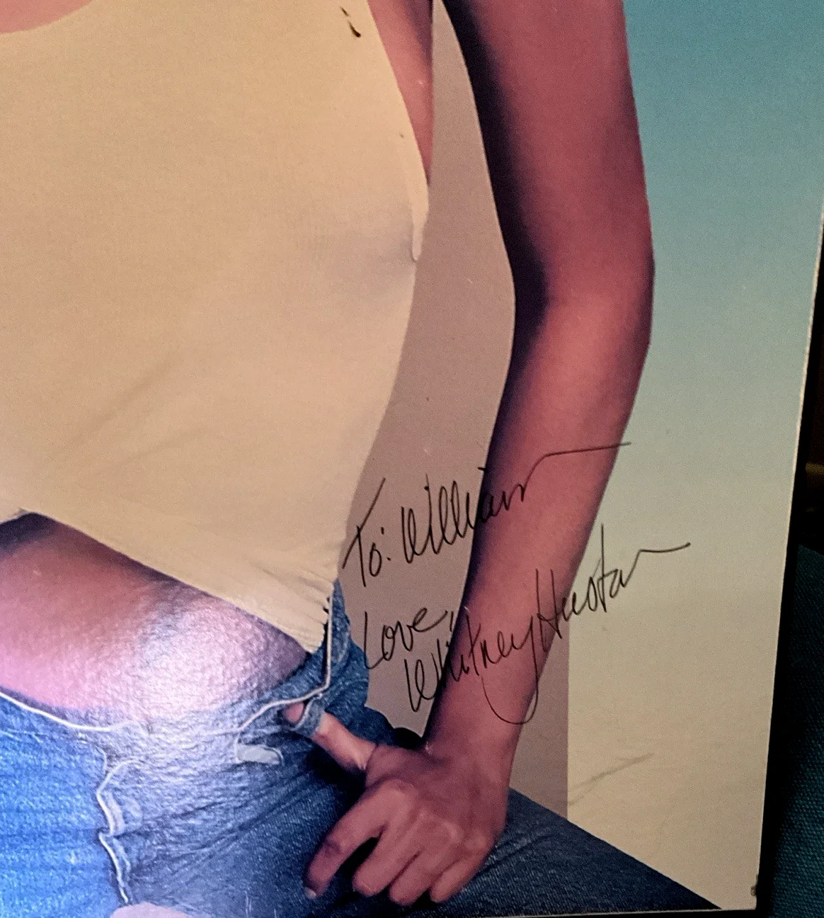 WHITNEY HOUSTON Autographed ARISTA Poster 1987 + I Wanna Dance 45 record, изображение 3