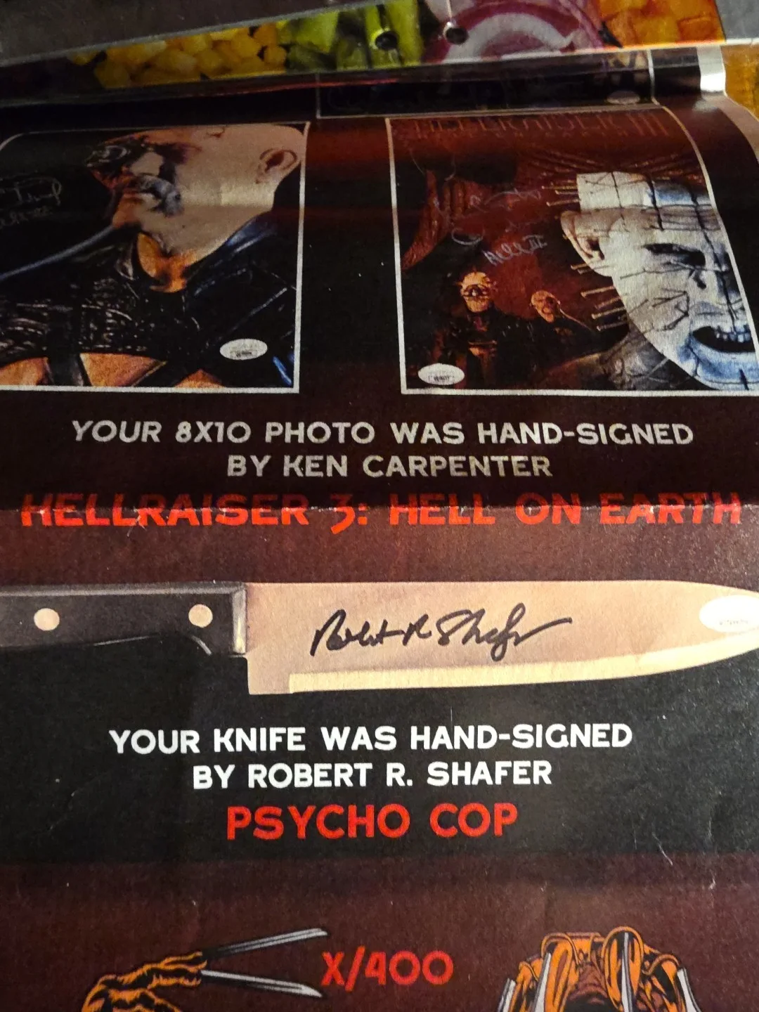 Robert R Schafer AUTOGRAPH Knife W Coa PSYCHO COP, image 3