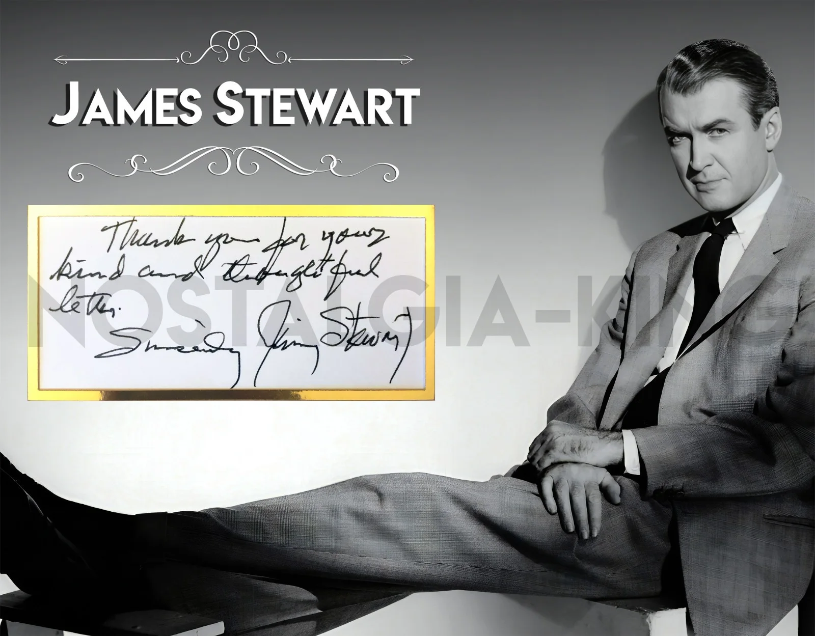 JAMES STEWART — JAMES STEWART Signed/Autographed 11x14 Mat Display ~ Jimmy Stewart, изображение 3