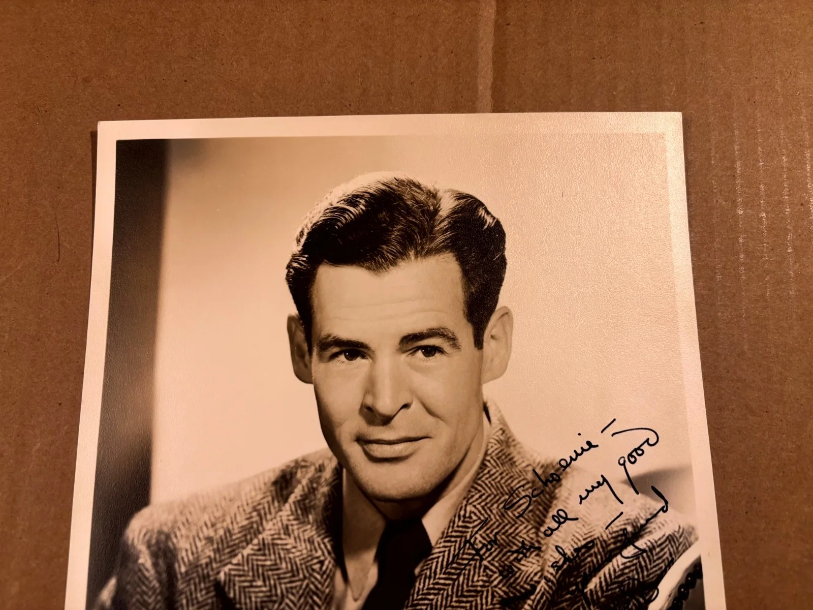 Robert Ryan Great Very Rare Very Early Autographed 8/10 Photo 40s Crossfire, image 2