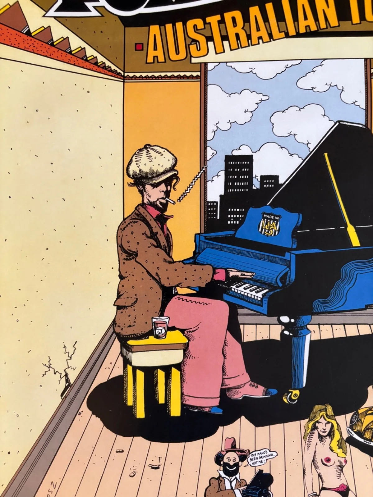 Tom Waits 1978 Australian Tour Poster Signed By Artist Chris Grosz 27" x 19", изображение 2