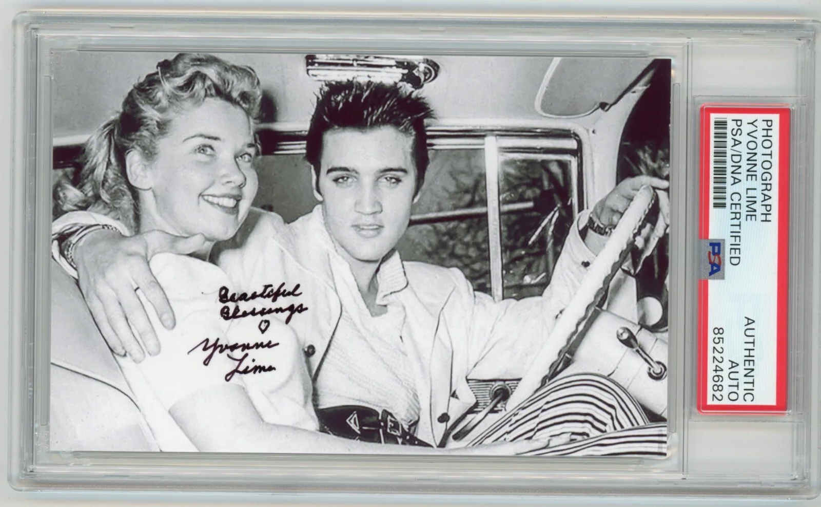 Yvonne Lime — YVONNE LIME Signed Photo w/ Elvis Presley - 50s 60s Hollywood Actress - PSA