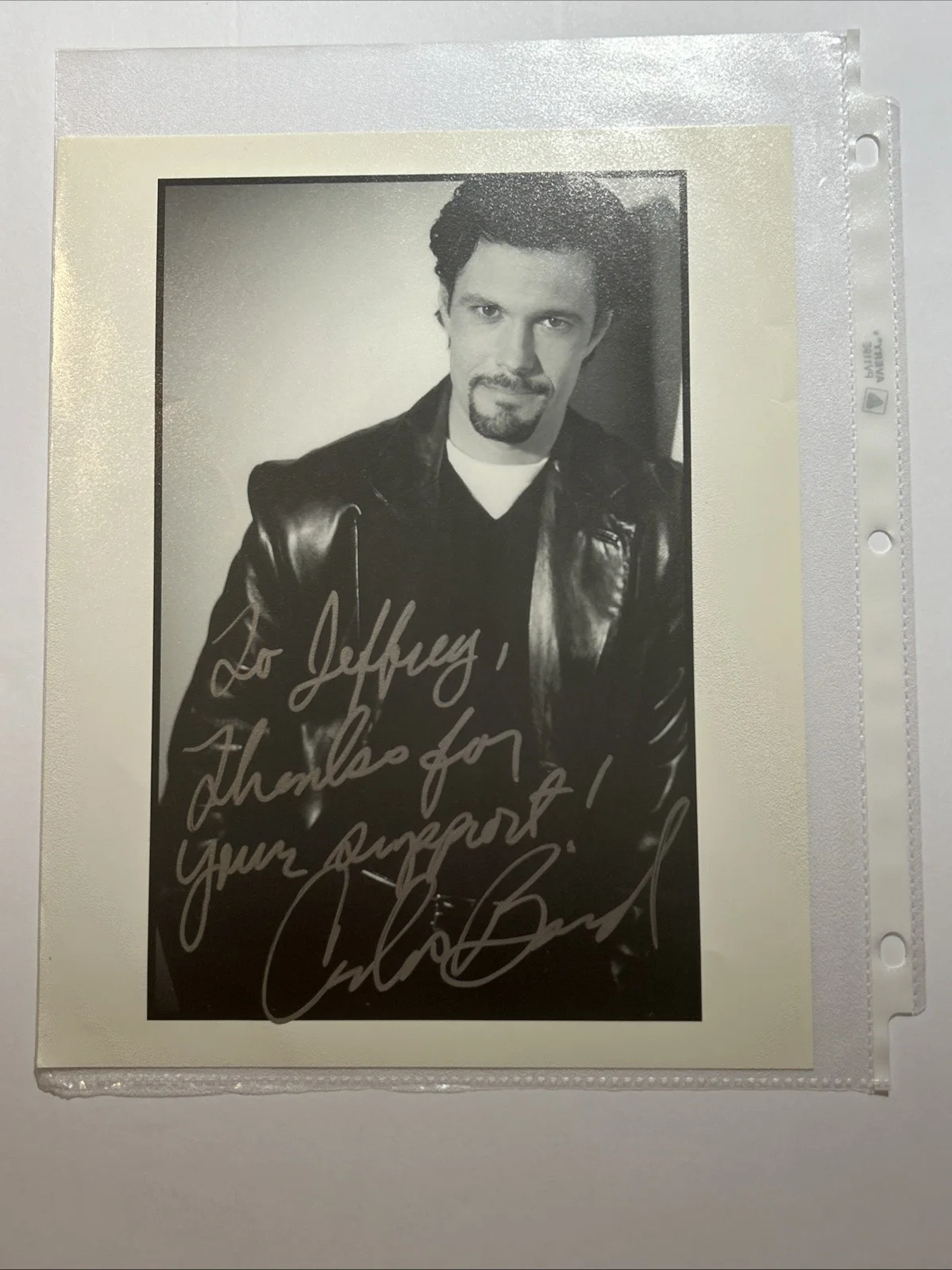 David Lee Russek — 1999 Carlos Bernard HAND SIGNED AUTOGRAPH Photo Young & the Restless Soap Opera