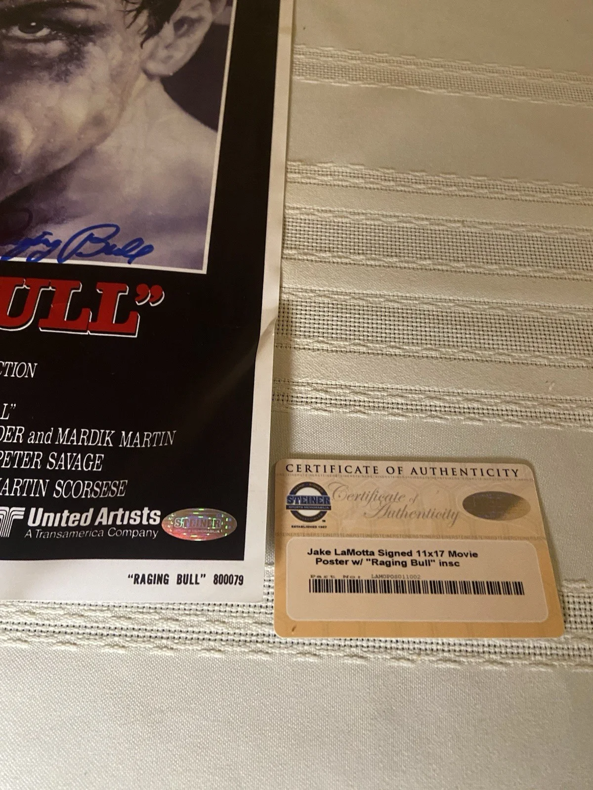 Jake LaMotta — “Raging Bull” Jake LaMotta Signed 11x17 Mini Poster - Steiner COA - Real Boxer, изображение 2
