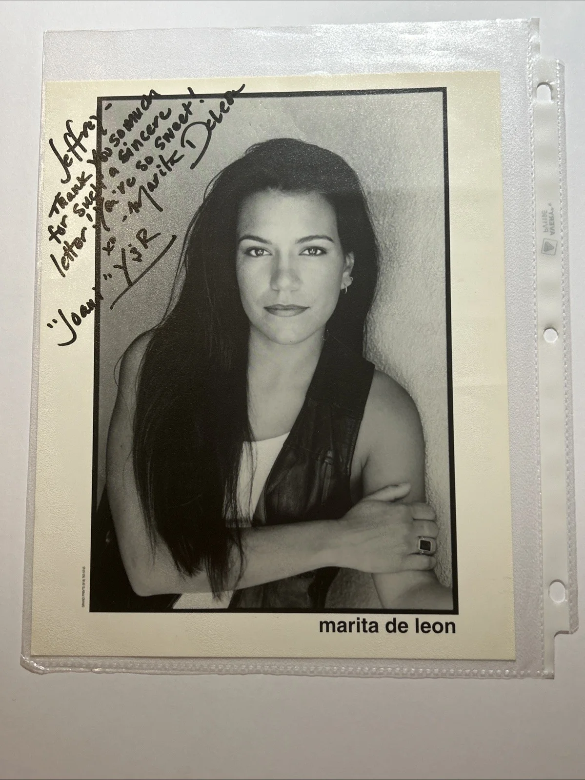 David Lee Russek — Marita de Leon HAND SIGNED AUTOGRAPH Photo Young & the Restless Soap Opera