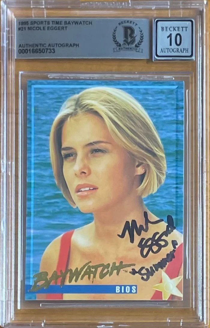NICOLE EGGERT — NICOLE EGGERT SIGNED SUMMER 1995 SPORTS TIME BAYWATCH #21 BAS BGS 10 AUTOGRAPH