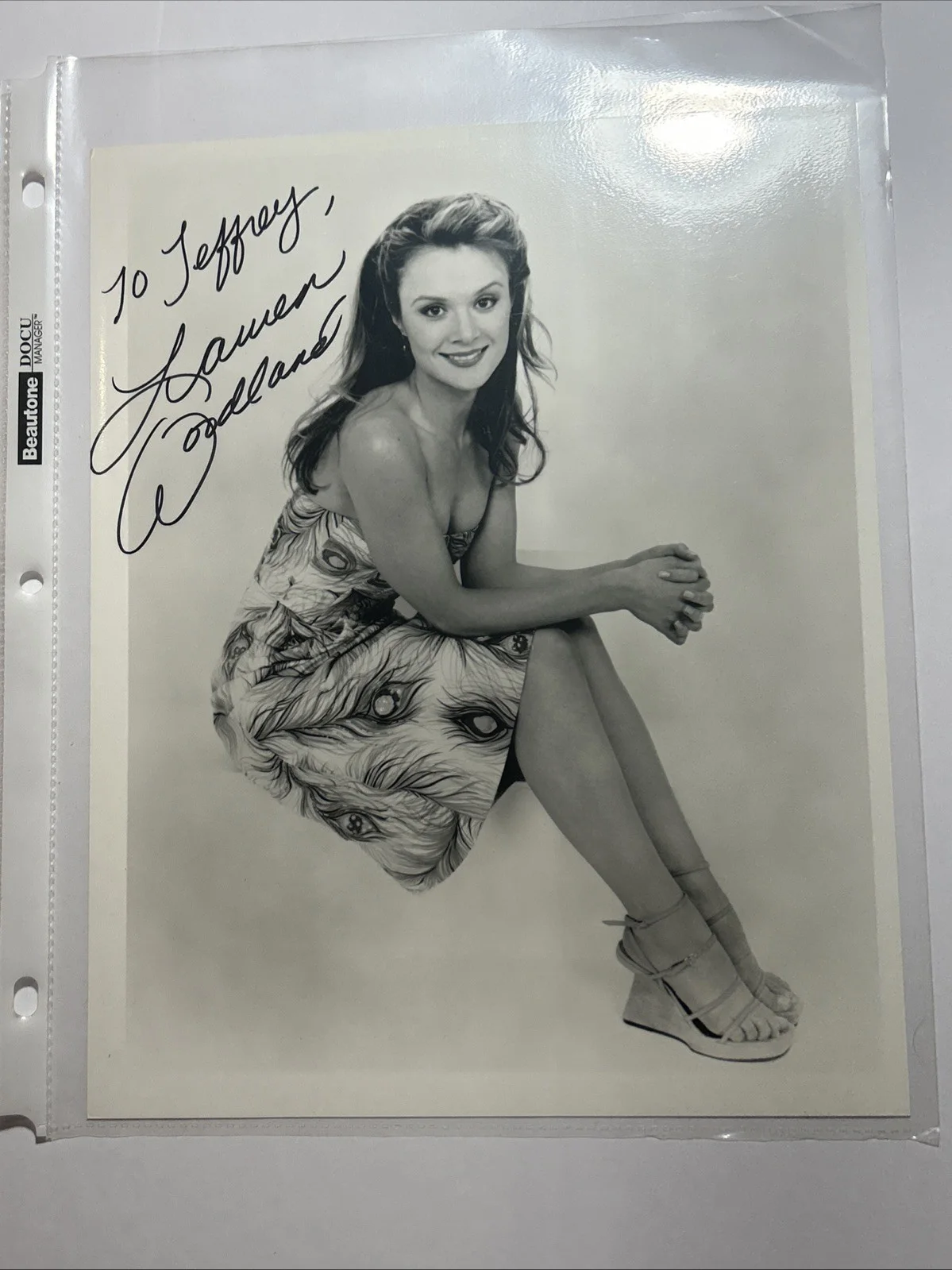 David Lee Russek — Lauren Woodland HAND SIGNED AUTOGRAPH Photo Young & the Restless Soap Opera